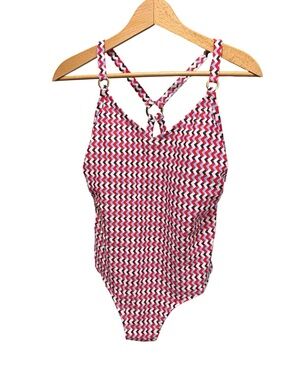 Kona Sol Red, White & Navy Zigzag Cross-Back One-Piece